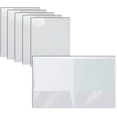 2 Pocket Glossy Laminated White Paper Folders Letter Size 25 Pack