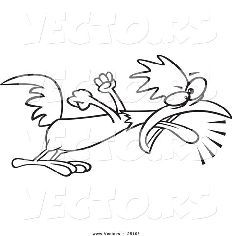 Vector Of A Cartoon Rooster Screaming A Wake Up Call Coloring Page