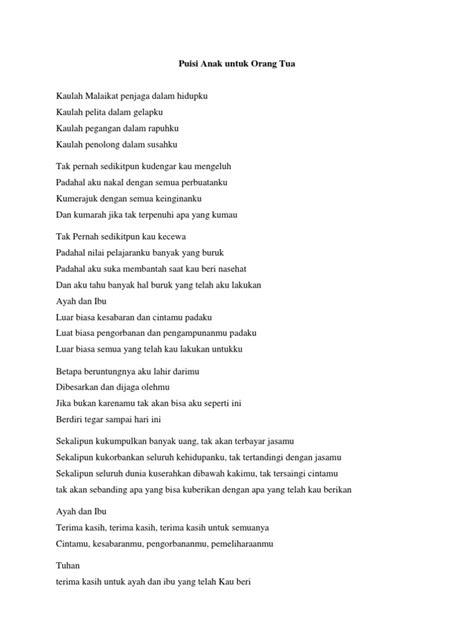 Bagaimanapun keadaannya, mereka adalah mutiara hati yang diberikan langsung oleh tuhan. Puisi Anak Untuk Orang Tua