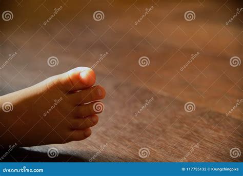 Children`s Bare Feet On Wooden Floor Stock Photo Image Of Little