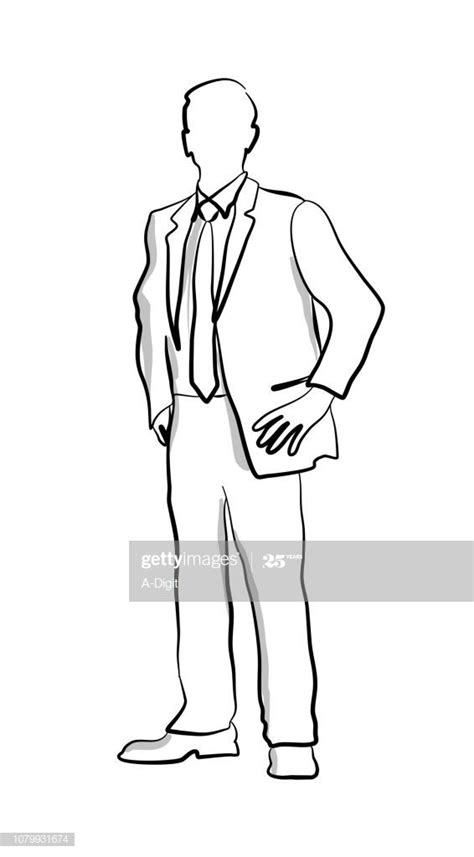 Sketch Of A Young Business Man Wearing A Suit Business Man Tall Guys