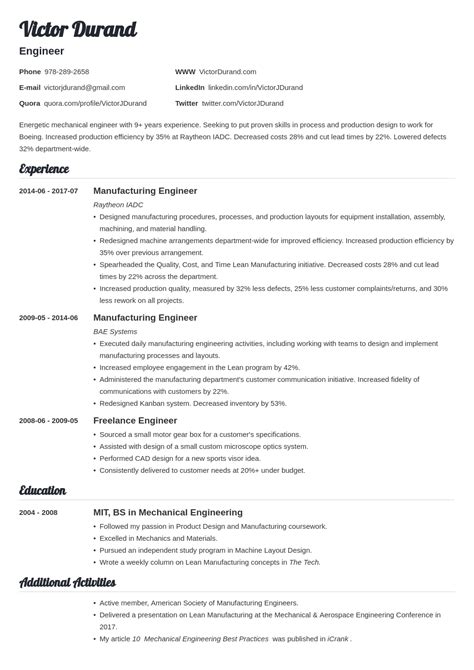 Engineering Resume Templates Examples And Essential Skills