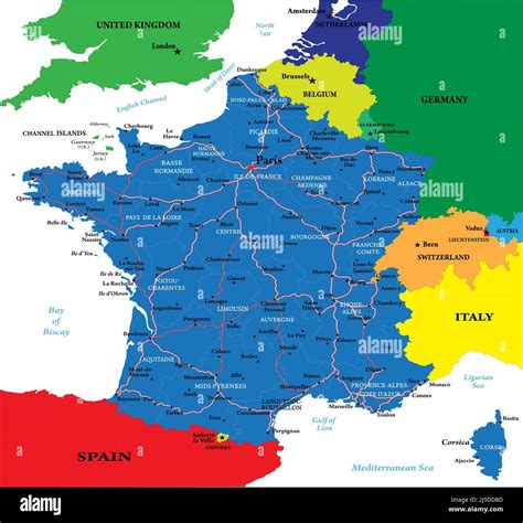 Mapa Vectorial Muy Detallado De Francia Con Regiones Administrativas