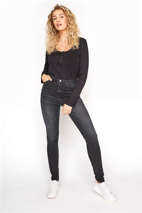 Washed Black Ultra Stretch Skinny Jeans Long Tall Sally Yours Clothing