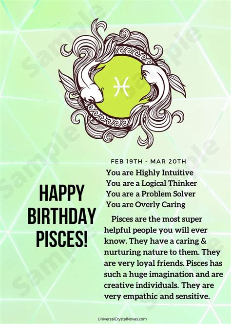 Happy Birthday Pisces Astrology Card Digital File Printable Etsy