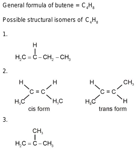 Possible Number Of Structural Isomers For Butene