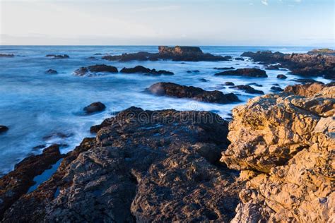Rocky Shoreline In The Coast Of California Stock Photo Image Of Caps