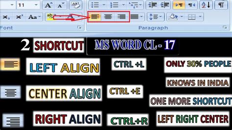 Right Aligncenter Align Left Shortcutms Wordparagraph Formating In