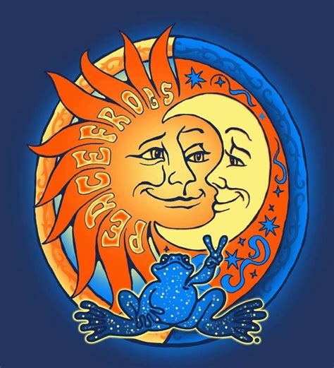 ☮ American Hippie Art Quotes Peace ☮ Peace Frogs Sun Moon Hippie