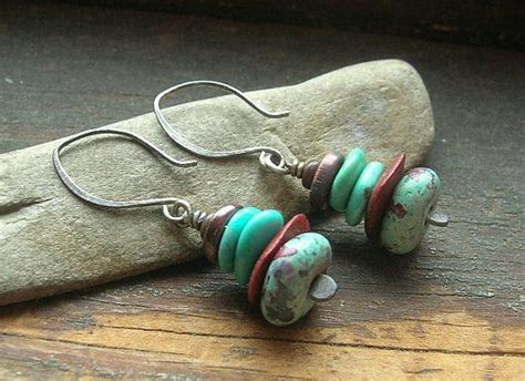 Stacked Turquoise Earrings In Merlot And Turquoise By Kmaylward