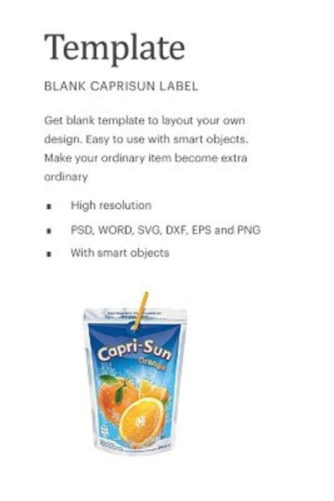 Free Printable Capri Sun Label Template Free Printable Word Searches