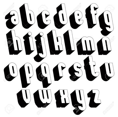 Black And White 3d Font Single Color Simple And Bold Letters