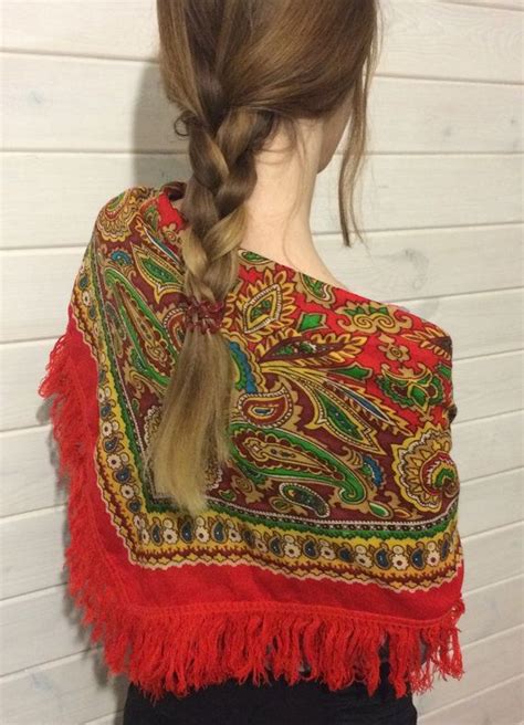 Vintage Russian Shawl Traditional Russian Wool Shawl With Etsy Vintage Russian Wool Shawl