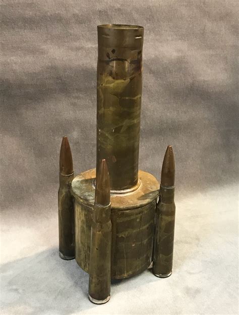 1940 Trench Art Brass Shell Decor Or Lamp Base Wwii World War 2