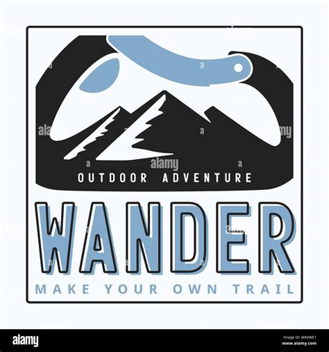 Typography Slogan Wander Outdoor Adventure With Carabiner And Alpine