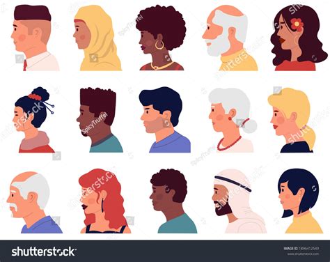 Character Profiles Cartoon People Face Side Stock Vector Royalty Free