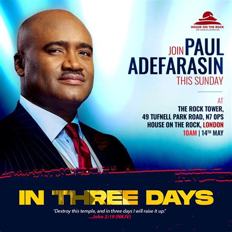 Paul Adefarasin On Twitter House On The Rock London This Sunday Get Ready “in 3 Days