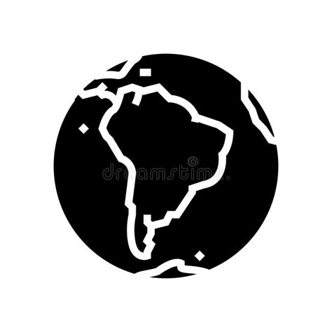 South America Earth Planet Map Glyph Icon Vector Illustration Stock