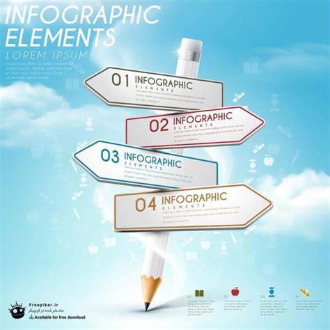 دانلود رایگان فایل لایه باز اینفوگرافی برای مدارس و تحصیلی با آیتم مداد