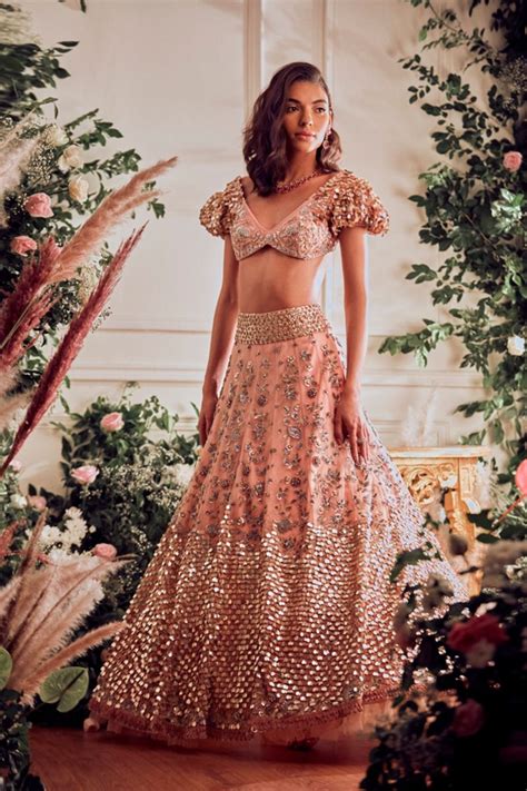 Bridaltrunk Online Indian Multi Designer Fashion Shopping Blush Embellished Lehenga Set