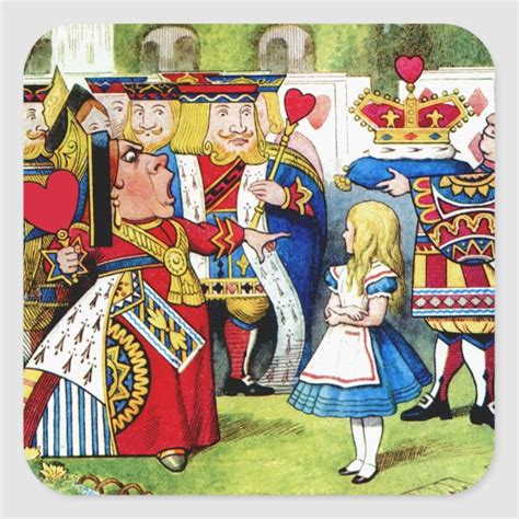 Alice Meets The Queen Of Hearts In Wonderland Square Sticker In 2020