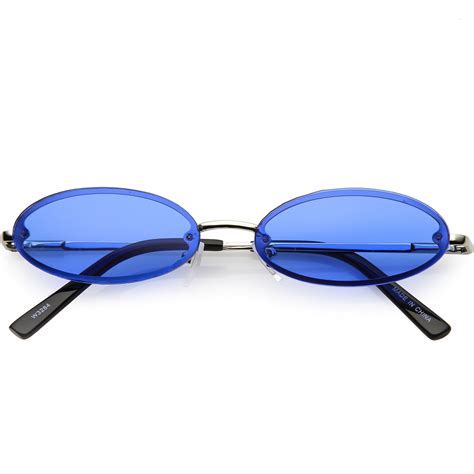 Sunglassla Retro Small Rimless Oval Sunglasses Slim Arms Color