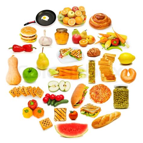 Circle With Lots Of Food Items Stock Image Colourbox
