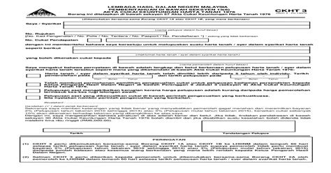 Sebelum menjadi semakin barah, kerajaan akhirnya memperkenalkan real property gain tax malaysia atau cukai keuntungan harta tanah (ckht). Download Borang Ckht 2a