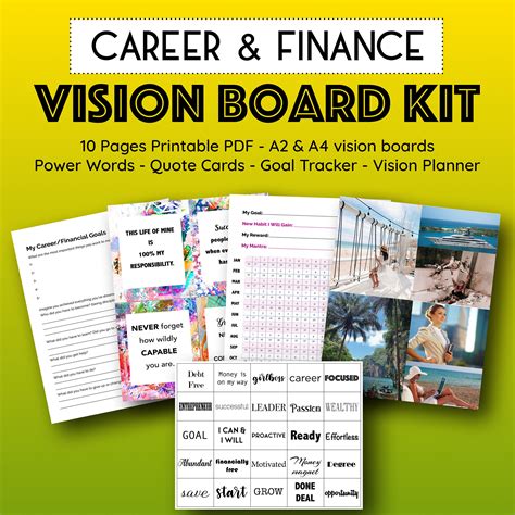 Career Finance Vision Board Kit Affirmations Goal Planner Etsy