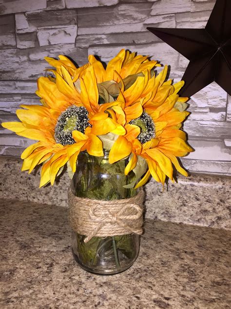 Diy Sunflowers In Twine Wrapped Mason Jar 🌻 Sunflower Mason Jar Diy