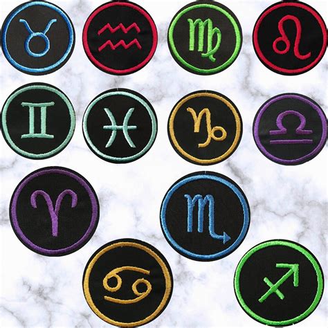 zodiac signs astrology iron on patch sew on embroidered patches applique diy zodiac patches for