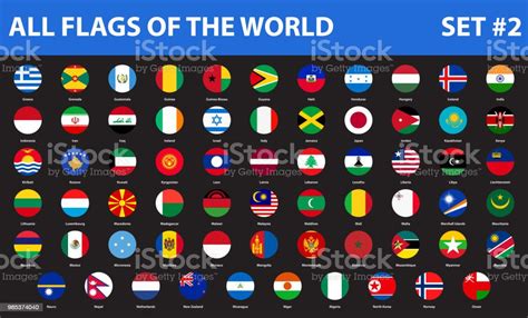 All Flags Of The World In Alphabetical Order Flat Style Set 2 Of 3