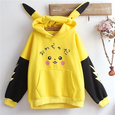 Pikachu Hoodie Sweater Sd00257 Kawaii Clothes Hoodie Fashion Anime