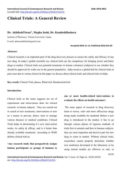 PDF Clinical Trials A General Review