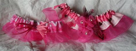 Hot Pink Camo Bridal Garter Set With Pink Shabby By