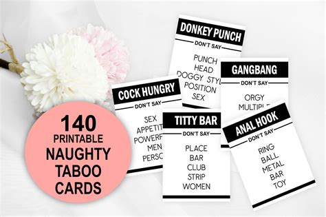 The easy ones suit beginners while adults can choose the hard. 140 Dirty Naughty Taboo Game Cards | Printables Depot