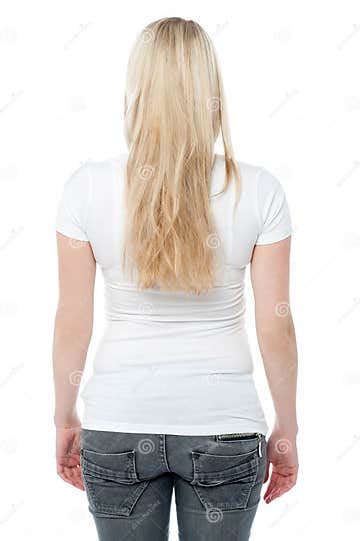 Back Pose Of A Young Woman In Casuals Stock Photo Image Of Fashion