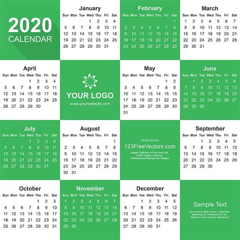 2020 Calendar Adobe Illustrator Ai Eps Vector Uidownload
