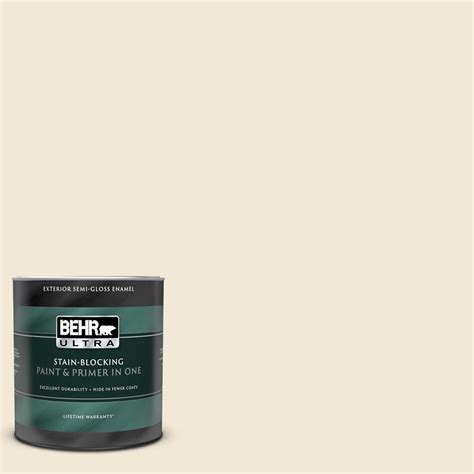 Behr Ultra 1 Qt 13 Cottage White Semi Gloss Enamel Exterior Paint And