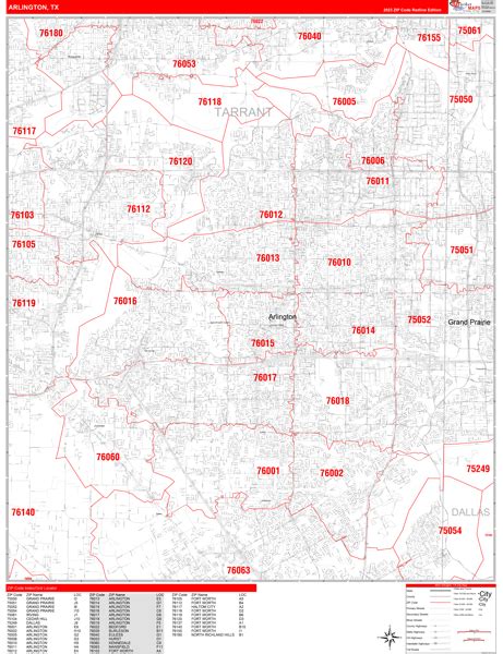Arlington Texas 5 Digit Zip Code Maps Red Line