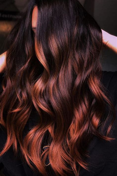 Balayage Hair Copper Hair Color Balayage Hair Highlights Dark Brown With Red Balayage Fall