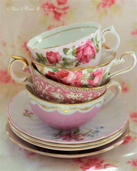 Stack Of Lovely Pink Teacups Aiken House And Gardens Blog Tea Cups