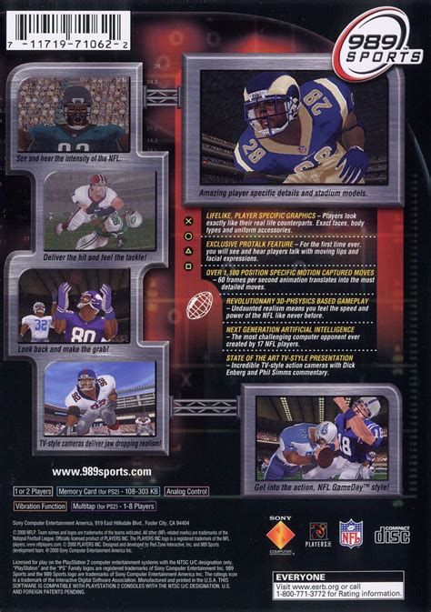Nfl Gameday 2001 2000 Box Cover Art Mobygames