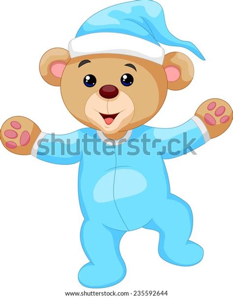 Cartoon Teddy Bear Blue Pajamas Stock Vector Royalty Free 235592644