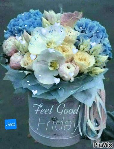 Good Morning Happy Friday Blue Flowers  Good Morning Sticker