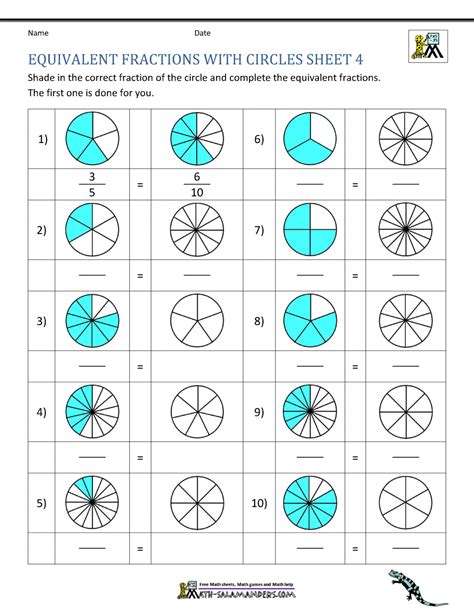 He may want to stretch. Equivalent Fractions Worksheet