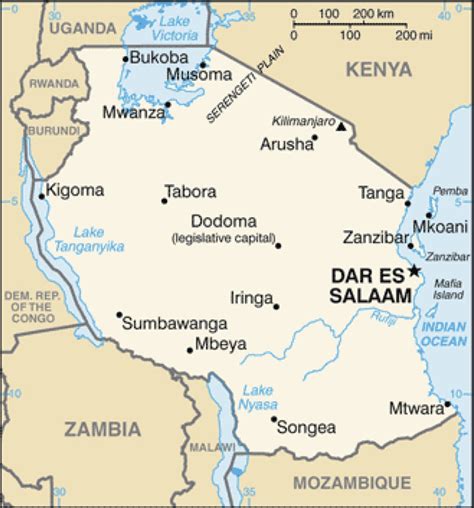dar es salaam on world map map of world