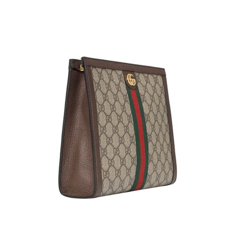 Gucci Beigebrown Gg Supreme Canvas And Leather Ophidia Pouch
