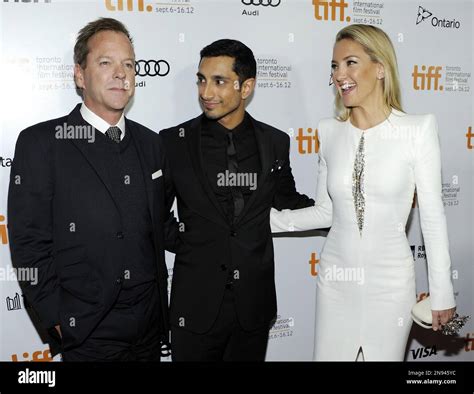 Actors Kiefer Sutherland Left Riz Ahmed And Kate Hudson Attend The Premiere Of The Reluctant