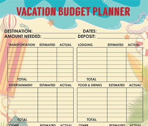 Free Vacation Planner Template Excel Master Template